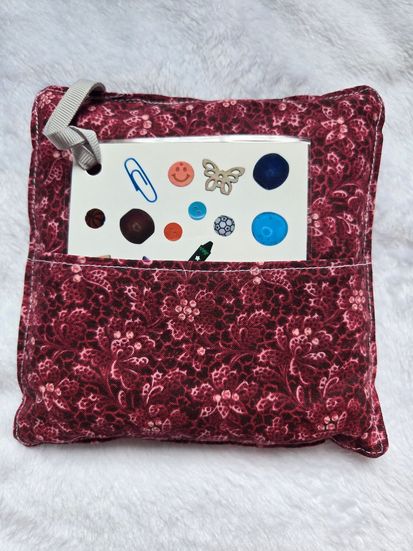 Dark Red Flowers I Spy Bag