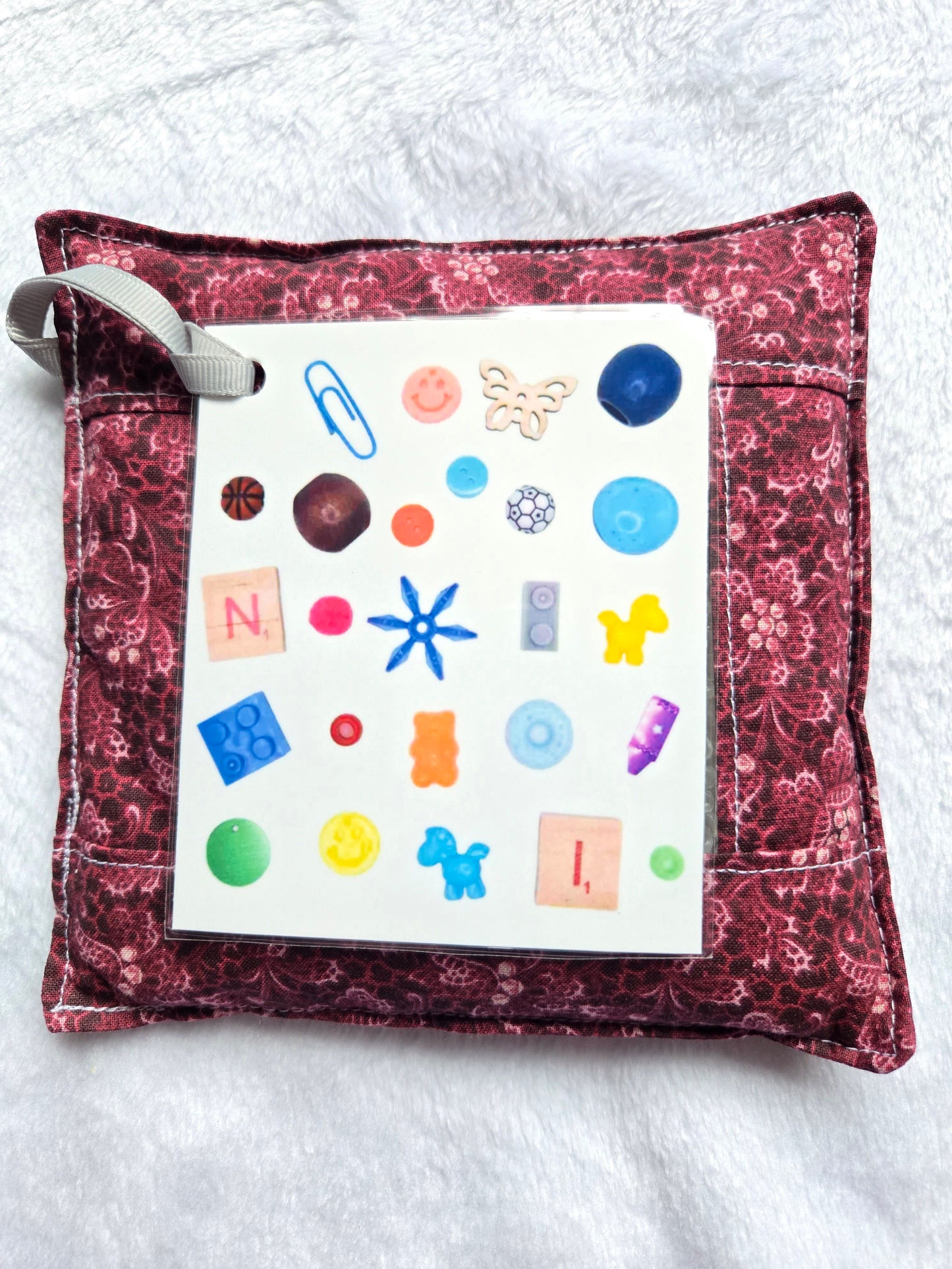 Burgundy Flowers I Spy Bag