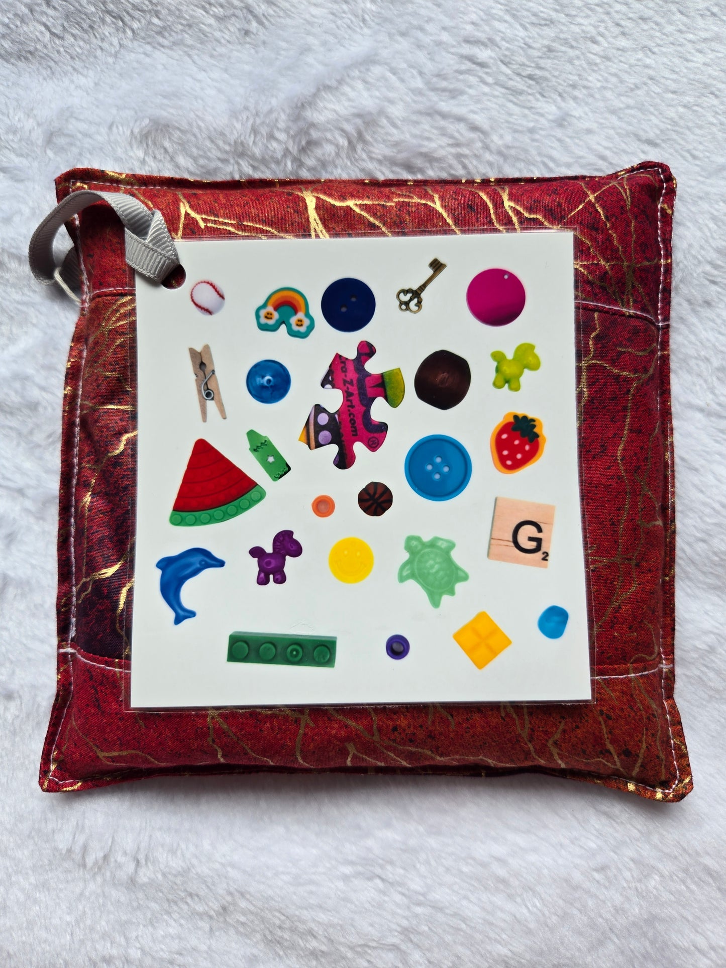 Gold Cracked Red I Spy Bag